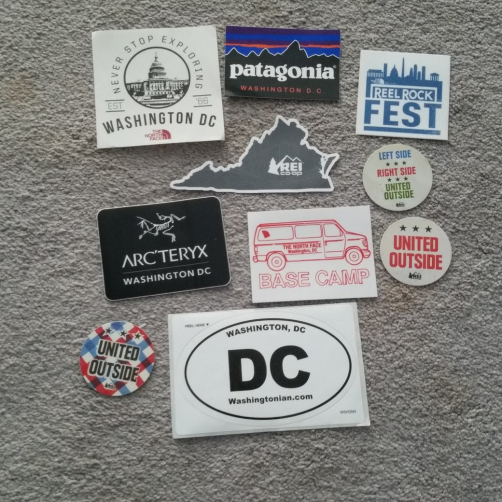 10 count various Washington, DC stickers